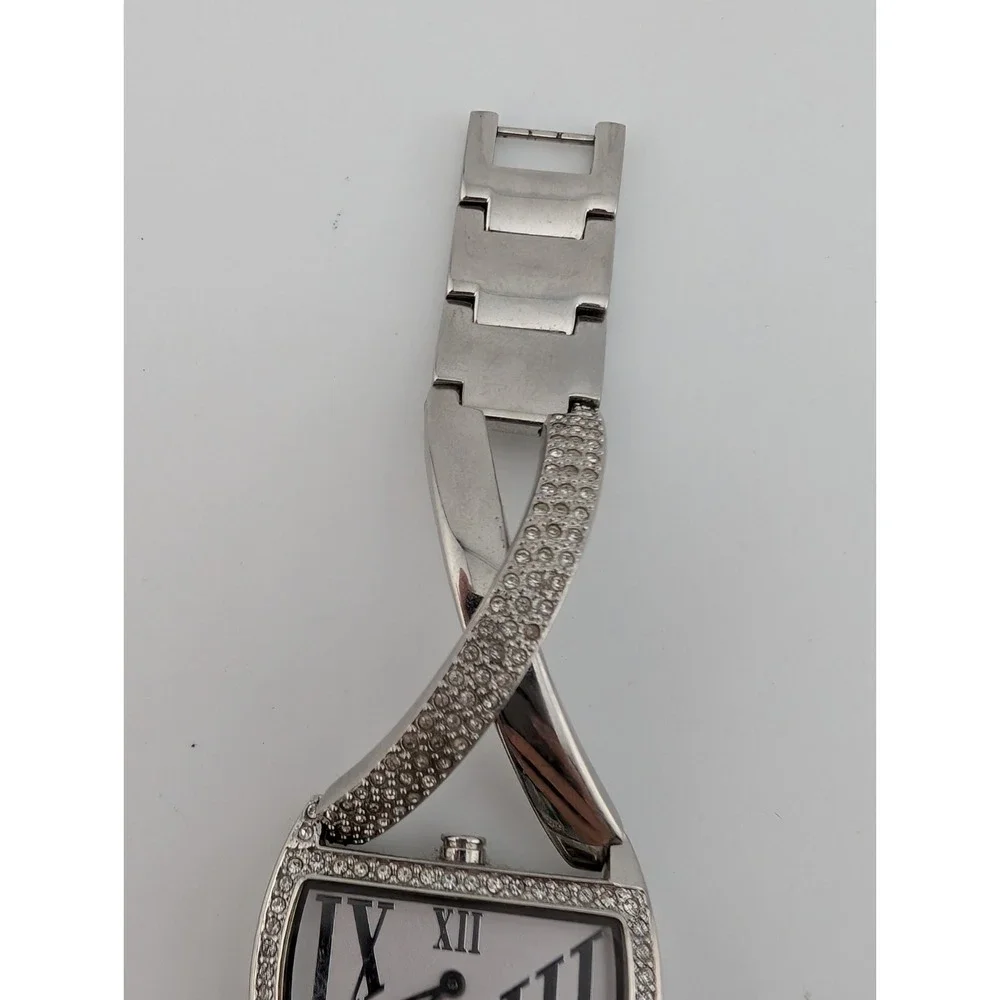 DKNY Pave Crystal Watch Women 28mm Case‎ Silver 6.5